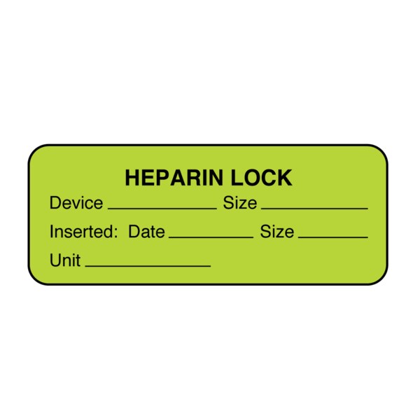 Heparin Lock 7/8" x 2-1/4" Flr Chart w/Black